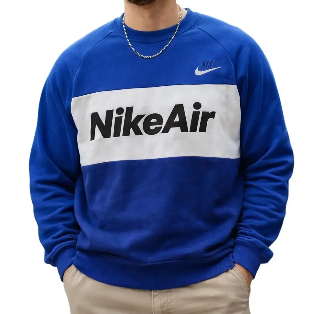 Nike Men's Medium Blue Sweatshirt Crewneck Retro Vibe